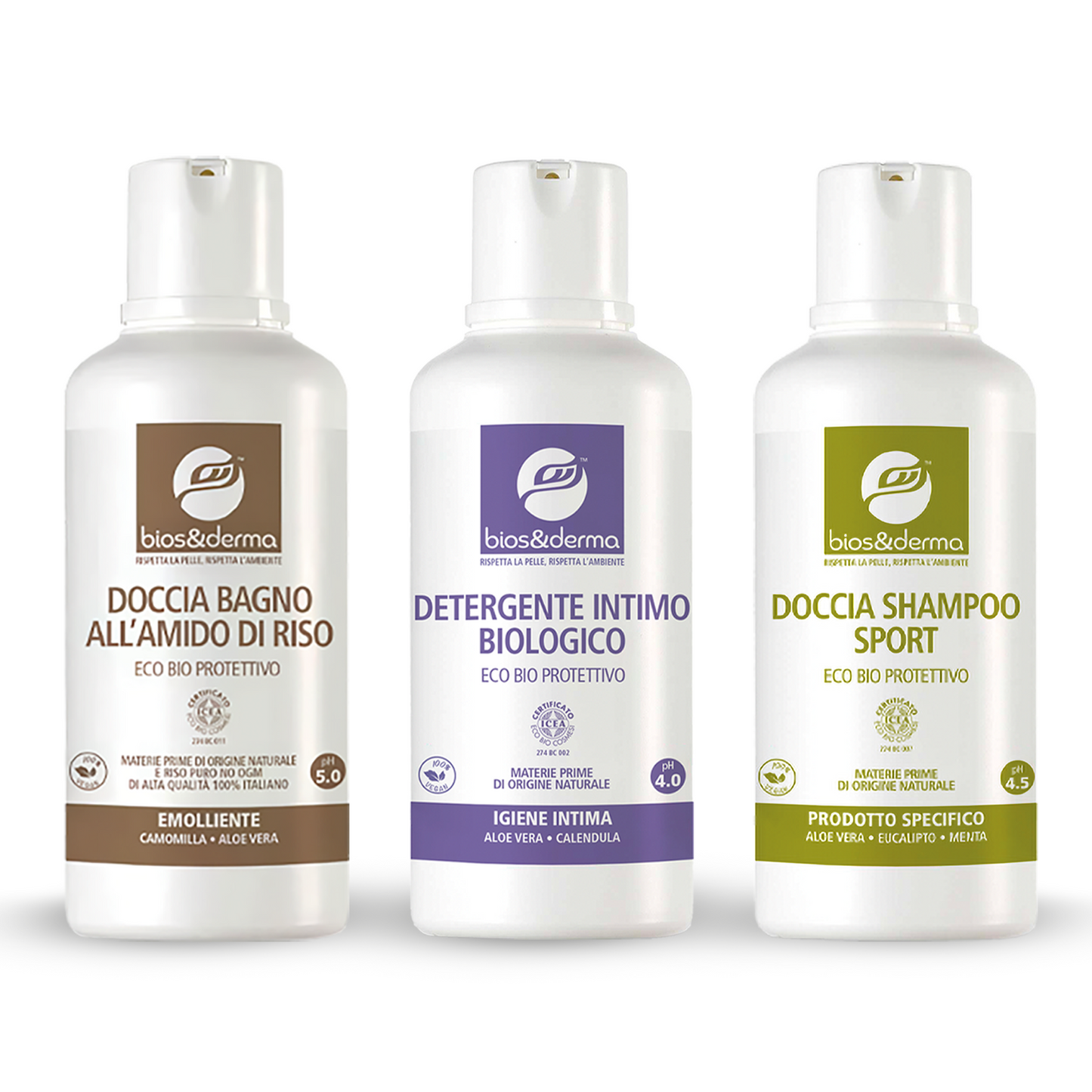 TRIS CONFEZIONE REGALO da 500 ml - AMIDO, INTIMO, SPORT - Bios&Derma