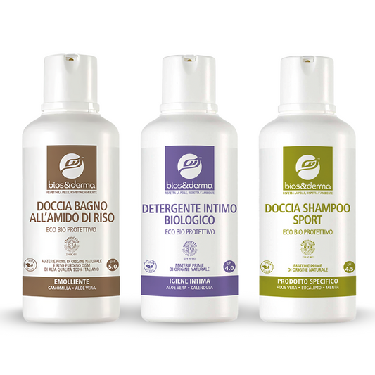 TRIS CONFEZIONE REGALO da 500 ml - AMIDO, INTIMO, SPORT - Bios&Derma