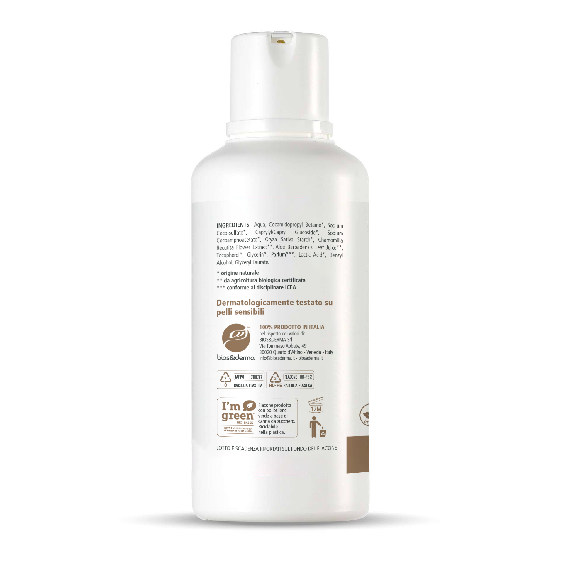 DOCCIA BAGNO ALL’AMIDO DI RISO PURO (500ml) - Bios&Derma
