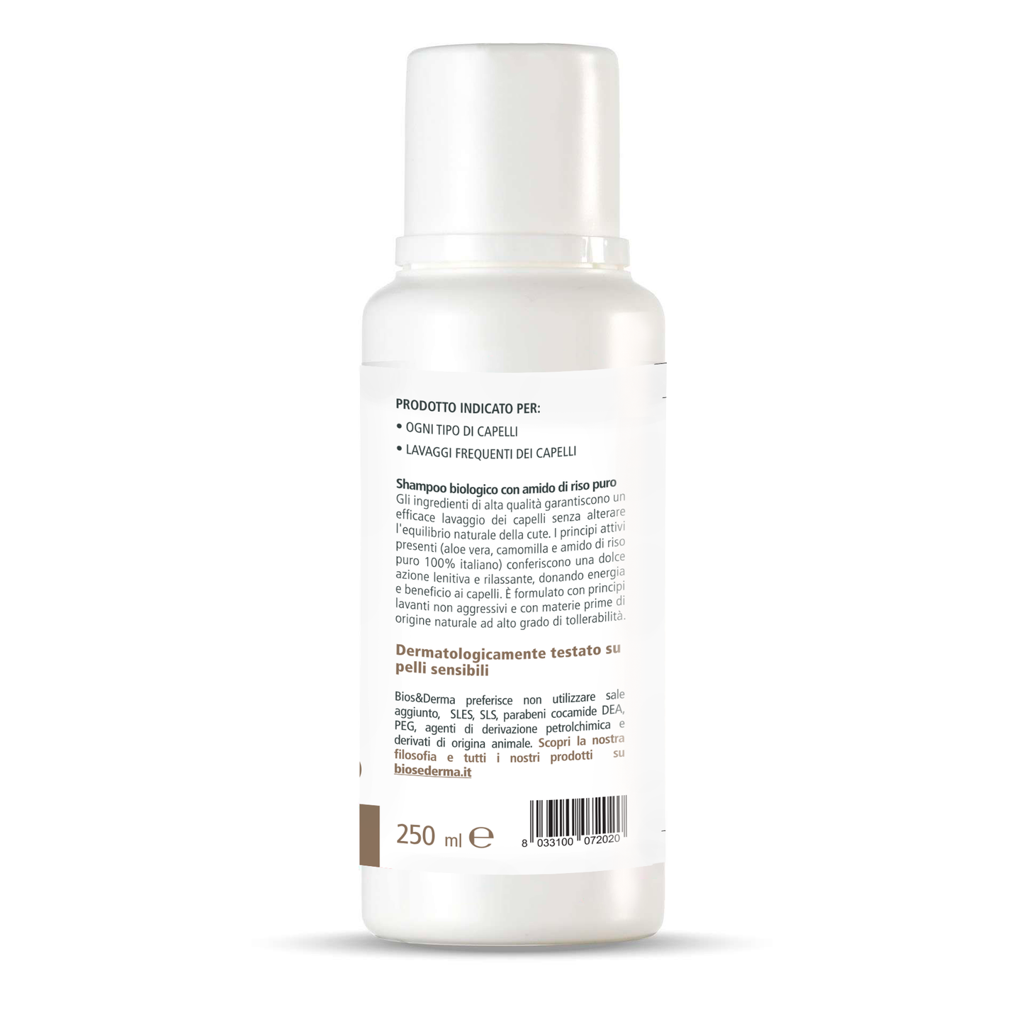 SHAMPOO BIOLOGICO ALL'AMIDO DI RISO (250ml) - Bios&Derma