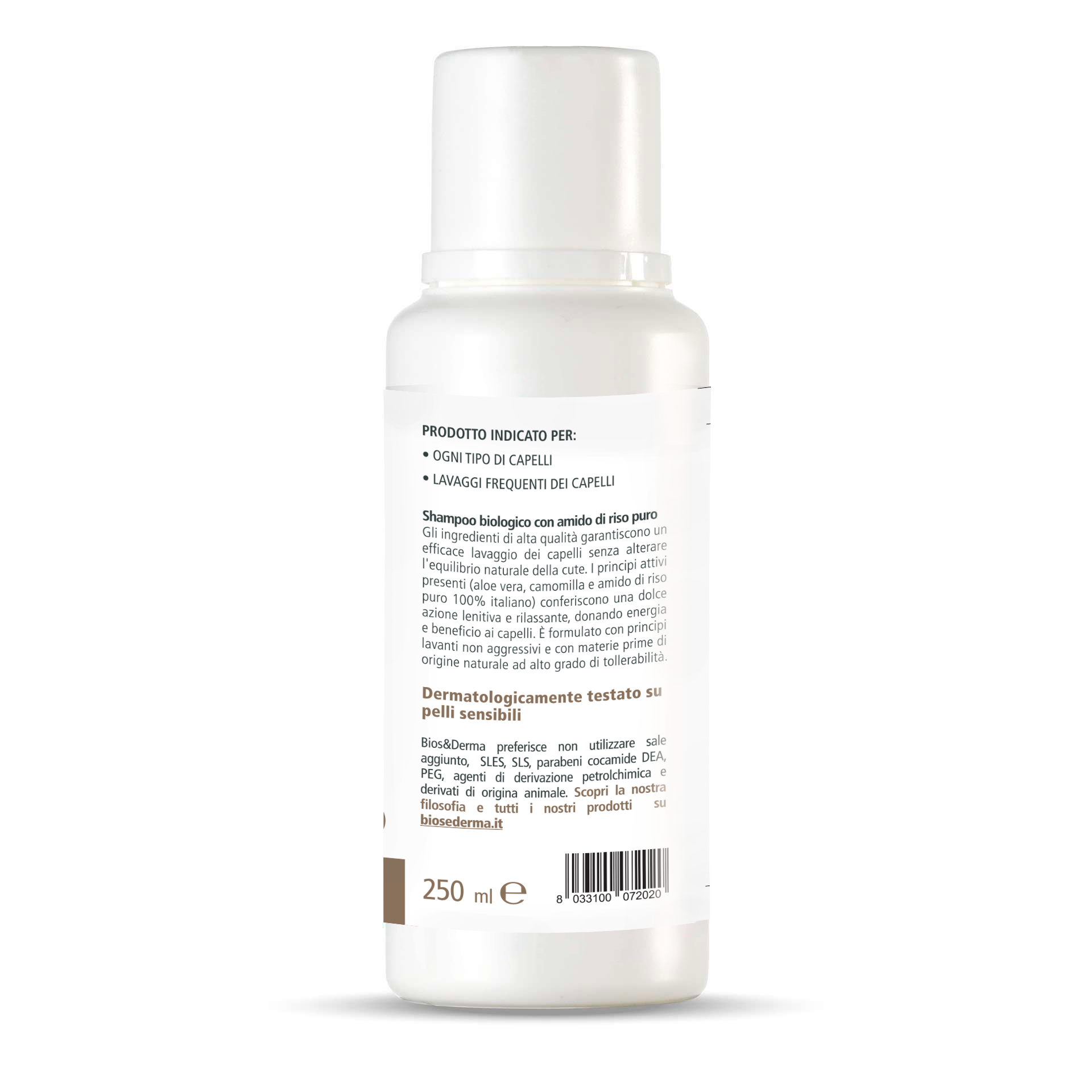 SHAMPOO BIOLOGICO ALL'AMIDO DI RISO (250ml) - Bios&Derma