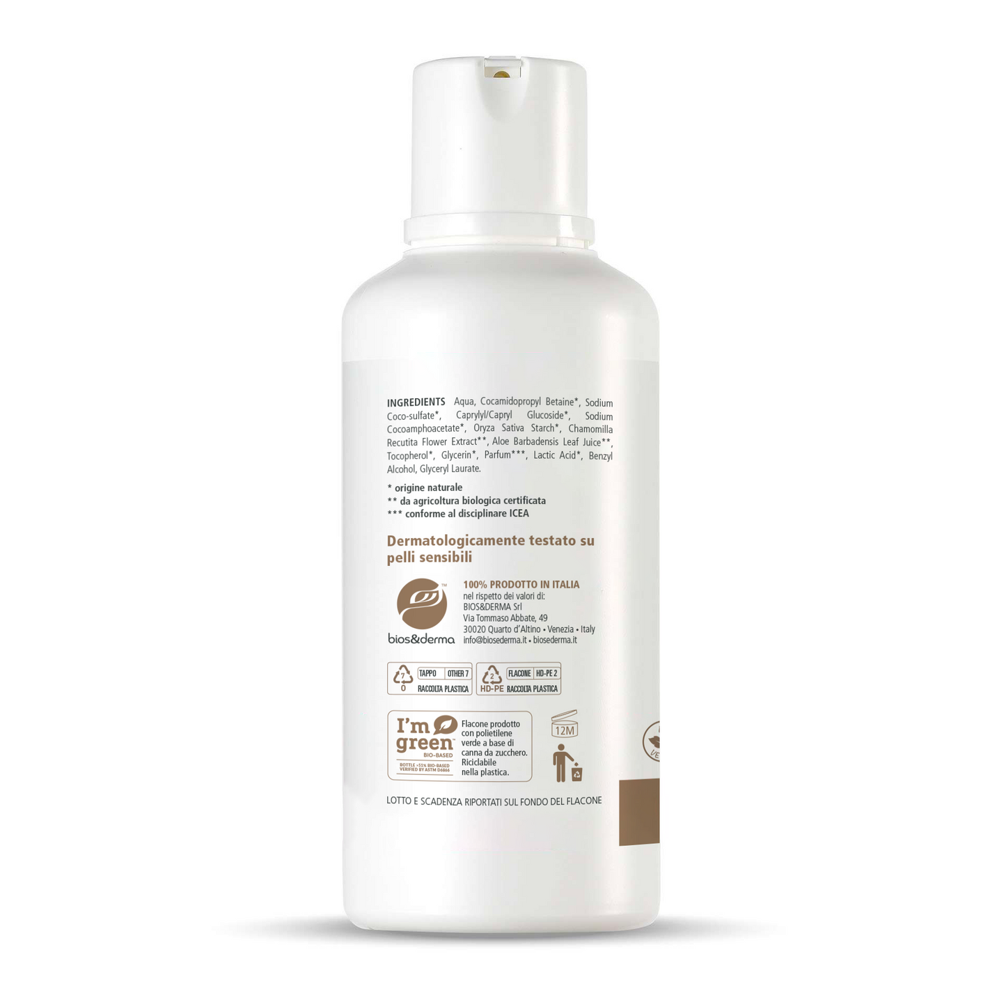 DOCCIA BAGNO ALL’AMIDO DI RISO PURO (500ml) - Bios&Derma