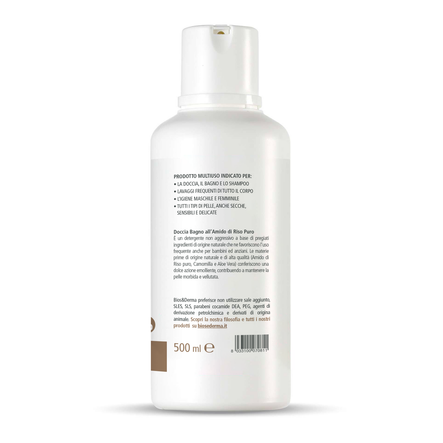 DOCCIA BAGNO ALL’AMIDO DI RISO PURO (500ml) - Bios&Derma